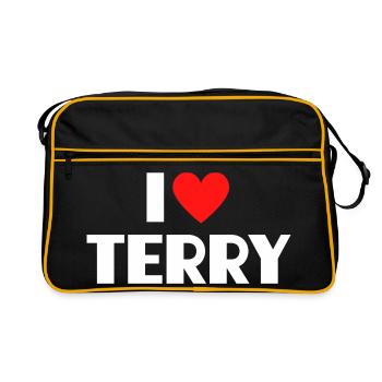 Ich liebe Terry rotes Herz Retro Statement  - Retro Tasche - Schwarz/Gold - Vorne