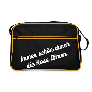 HN Durch die Hose Atmen - Script - Retro Tasche - Schwarz/Gold - Vorne