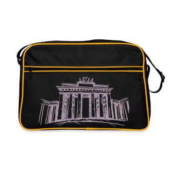 Berlin Brandenburger Tor – Symbolträchtiges Stadtd - Retro Tasche - Schwarz/Gold - Vorne