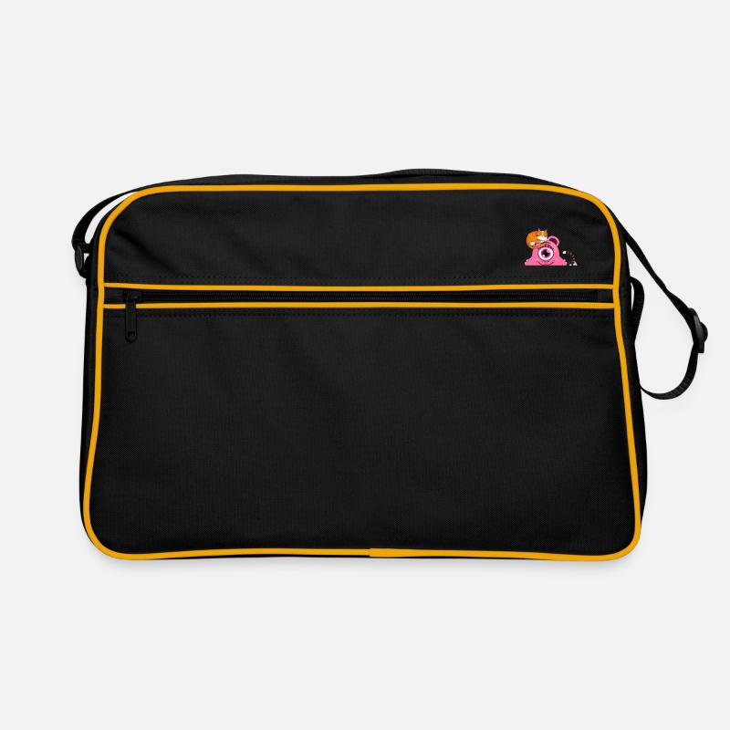 Monster Einäugi liebt Katzen - pink - Retro Tasche - Schwarz/Gold