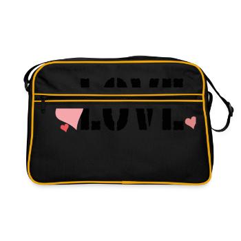Amour coeurs phrase - Sac Retro - noir/or - Devant