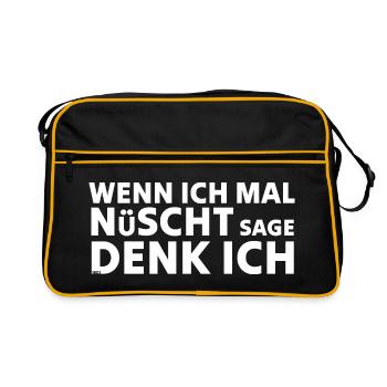 Wenn ich mal nüscht sage denk ich - Retro Tasche - Schwarz/Gold - Vorne