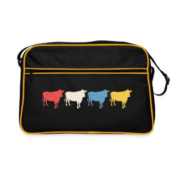rétro t-shirt vache vaches - Sac Retro - noir/or - Devant