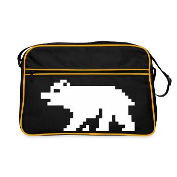8bit pixel bär - Retro Tasche - Schwarz/Gold - Vorne