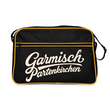 Garmisch-Partenkirchen Schriftzug  - Retro Tasche - Schwarz/Gold - Vorne