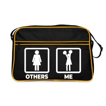 Cheerleaderin Strichmännchen - Retro Tasche - Schwarz/Gold - Vorne