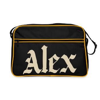Alex Vintage Gothic Script - Retro Tasche - Schwarz/Gold - Vorne