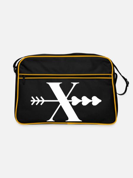 Buchstabe x Herzpfeil - Retro Tasche - Schwarz/Gold