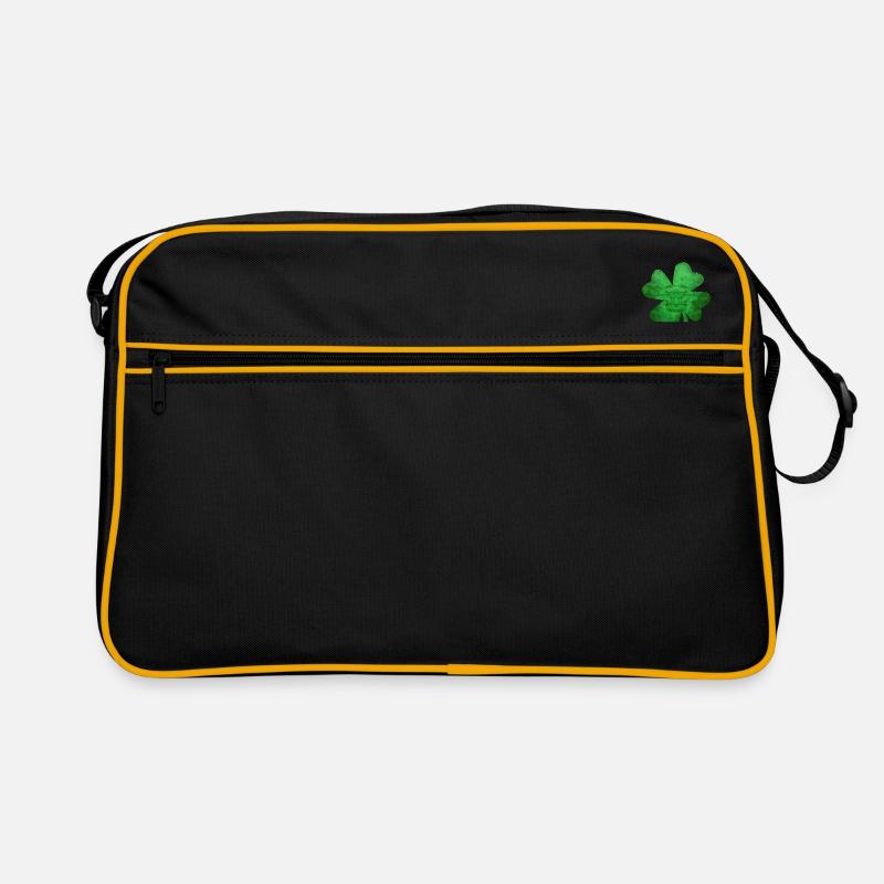Trèfle à quatre feuilles vert - Sac Retro - noir/or