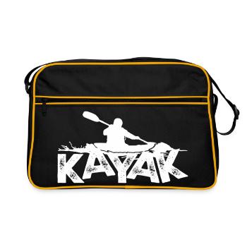 Kayak Silhouette Adventure on Bold Text - Retro Bag - black/gold - Front