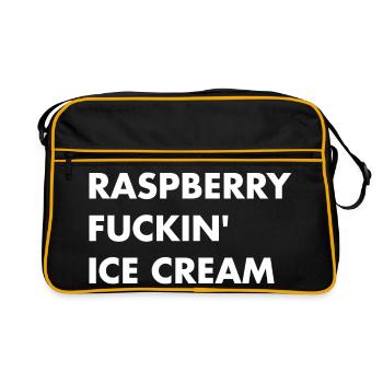 Glace à la framboise - lettrage blanc - Sac Retro - noir/or - Devant