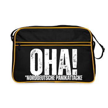 OHA! Norddeutsche Panikattacke - Retro Tasche - Schwarz/Gold - Vorne