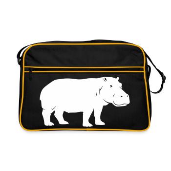 Hippo Silhouette Africa Vector - Retro Bag - black/gold - Front