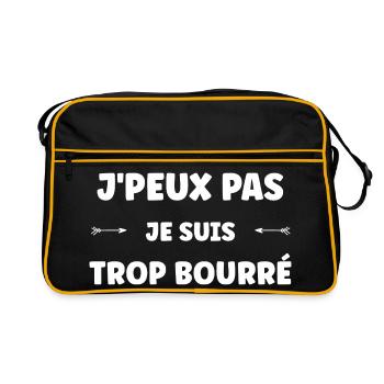 Je suis trop bourré — humour textuel - Sac Retro - noir/or - Devant