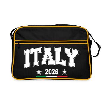 Italie 2026 en lettres imposantes et drapeau - Sac Retro - noir/or - Devant