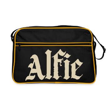 Alfie in Gothic Serif - Retro Tasche - Schwarz/Gold - Vorne