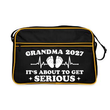 Mommy 2027 Funny Pregnancy Announcement - Retro Tasche - Schwarz/Gold - Vorne