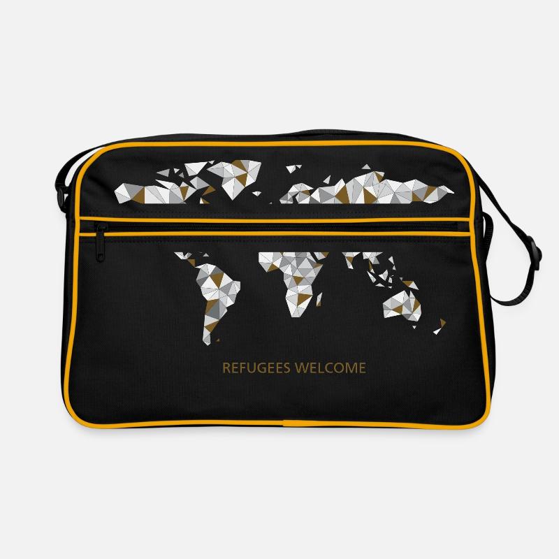 refugees welcome - Retro Tasche - Schwarz/Gold
