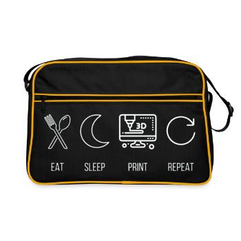 Eat, Sleep, Print, Repeat 3D Printing Maker - Retro Bag - black/gold - Front