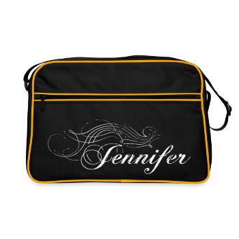 Schriftzug Jennifer weiss and dirty - Retro Tasche - Schwarz/Gold - Vorne
