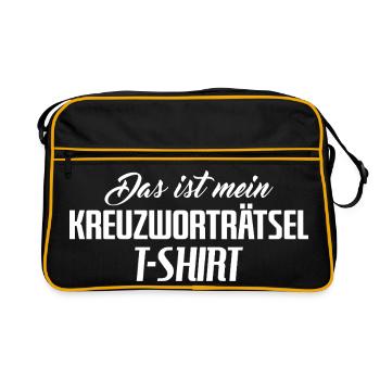 Kreuzworträtsel T Shirt Spruch - Retro Tasche - Schwarz/Gold - Vorne