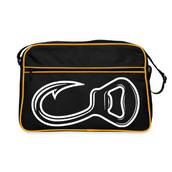 Fish Hook Bottle Opener Fishing Beer - Retro Bag - black/gold - Front