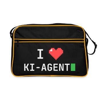 I ♥ KI-Agent – Terminal Pixelherz - Retro Tasche - Schwarz/Gold - Vorne