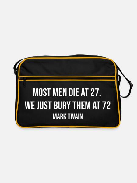 Death Irony Twain Zitat - Retro Tasche - Schwarz/Gold - Vorne