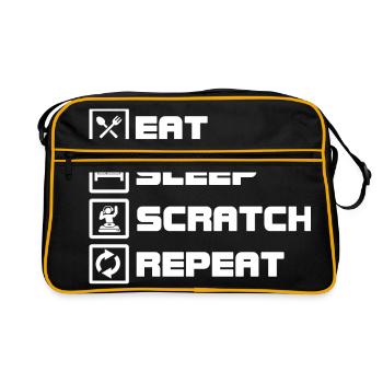 eat sleep scratch repeat DJ - Retro Tasche - Schwarz/Gold - Vorne