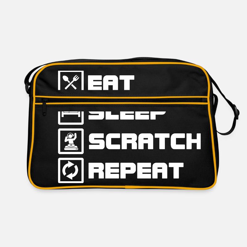 eat sleep scratch repeat DJ - Retro Tasche - Schwarz/Gold