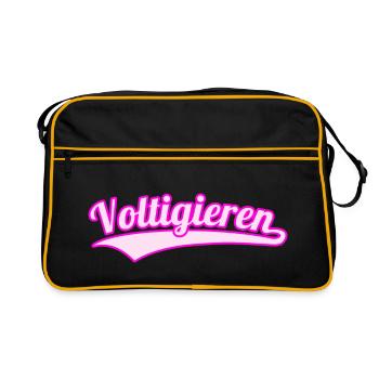 Voltigieren Pferdesport Volti Team - Retro Tasche - Schwarz/Gold - Vorne
