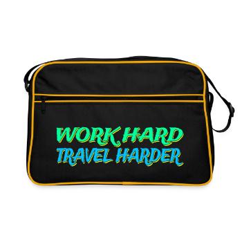Travailler dur Voyager Plus dur Mode de vie Nomades numériques - Sac Retro - noir/or - Devant