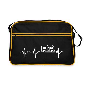Heartbeat Alcove Motorhome Camping ECG - Retro Bag - black/gold - Front