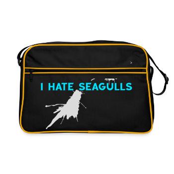 I hate Seagulls Seemöwe Kapitän Hafenmeister Boot - Retro Tasche - Schwarz/Gold - Vorne