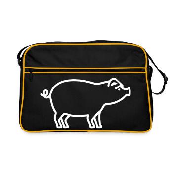 Mignon cochon silhouette ferme minimaliste - Sac Retro - noir/or - Devant