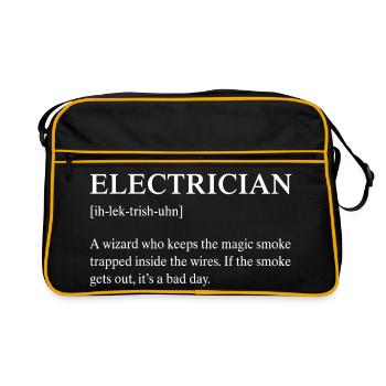 Funny Electrician Technical Meaning Description - Retro Bag - black/gold - Front