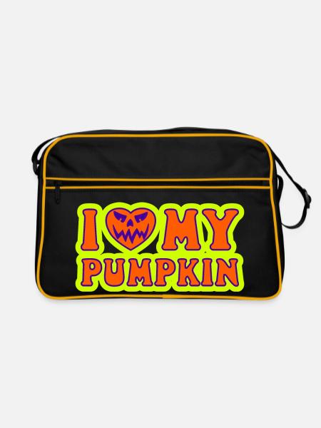 I Love My Pumpkin Halloween Costume Women Men - Retro Bag - black/gold - Front