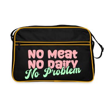 No meat, no dairy, no problem, Vegan - Retro Bag - black/gold - Front