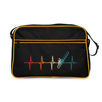Chainsaw Heartbeat Lumberjack Wood Stick Racket - Retro Bag - black/gold - Front