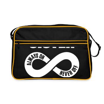 Sister Always On Never Off Schwester Liebe Herz - Retro Tasche - Schwarz/Gold - Vorne