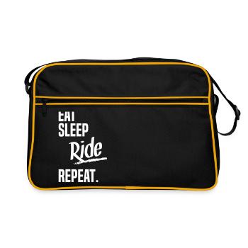 EAT SLEEP RIDE - Retro Tasche - Schwarz/Gold - Vorne