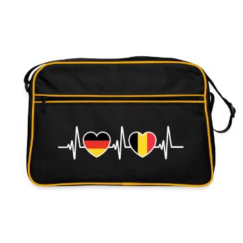 Allemagne et Belgique Drapeaux belges Patriot - Sac Retro - noir/or - Devant