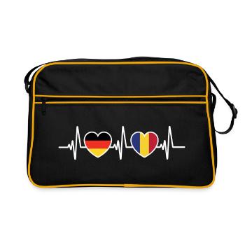 Allemagne et Roumanie Drapeaux roumains - Sac Retro - noir/or - Devant