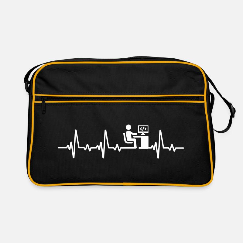 Programmierer Herzschlag Informatiker code Retro Tasche