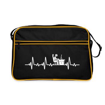 Gamer heartbeat joueur ordinateur PC nerd - Sac Retro - noir/or - Devant
