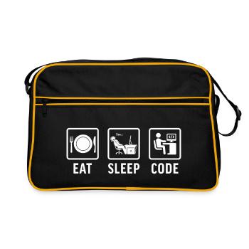 drôle de programmeur de t-shirt manger du code du sommeil - Sac Retro - noir/or - Devant