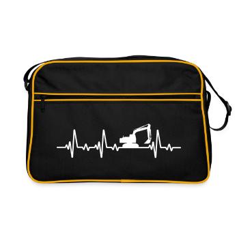 Heartbeat Excavator Excavator Driver Construction Site - Retro Bag - black/gold - Front