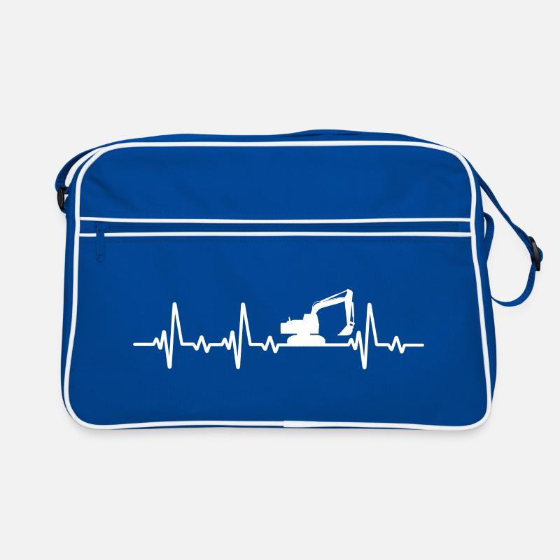 Herzschlag Bagger Baggerfahrer Baustelle Retro Tasche