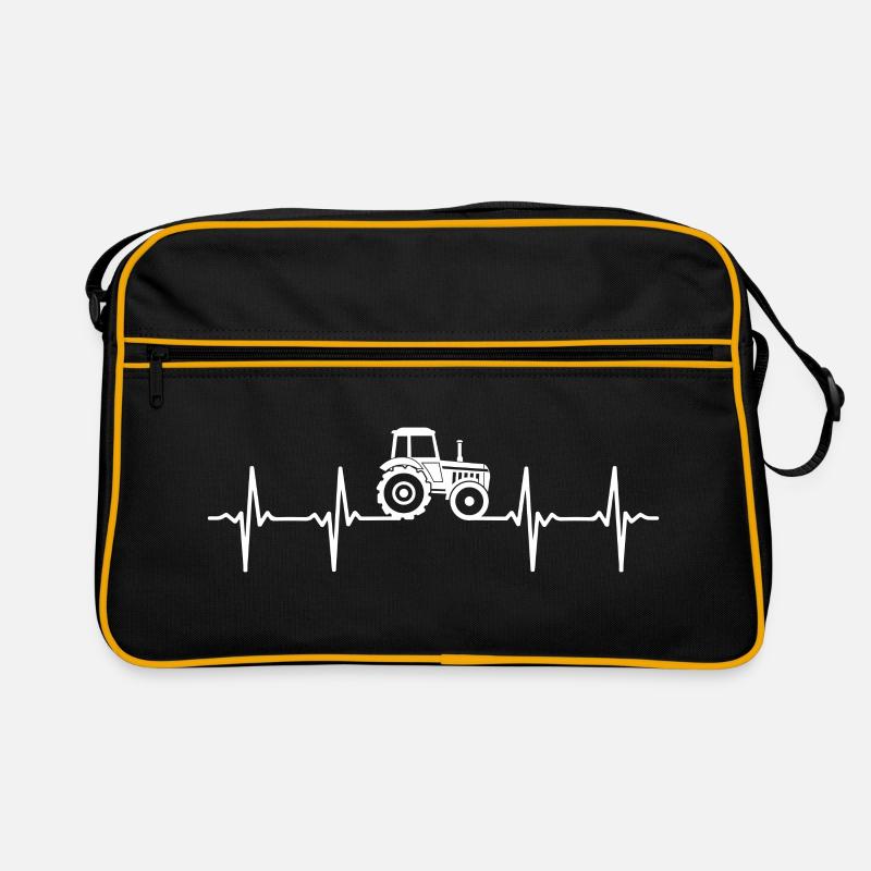landwirt traktor herzschlag bauer trecker Retro Tasche
