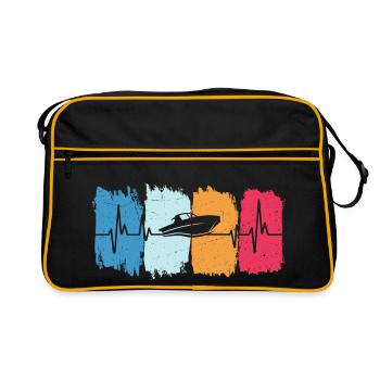 Retro heartbeat motorboat motorboat - Retro Bag - black/gold - Front